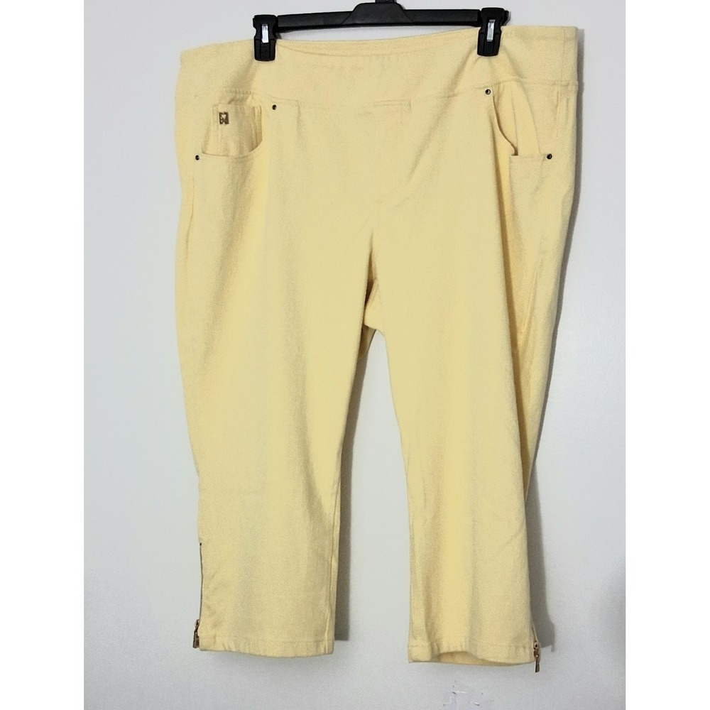 Belle by‎ Kim Gravel Jeans Size 26WP  FlexiBelle Zipper Hem Pull-on Cropped